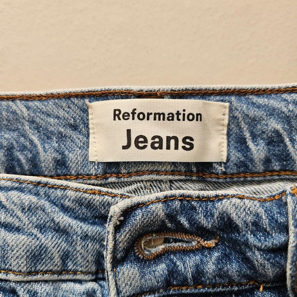 Reformation Jeans Cynthia High Rise Button Fly‎ Denim Light Wash Malta Size 26 - Picture 9 of 11
